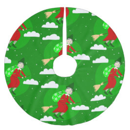 grönt christmas häxanas broomrider spookmas julgransmatta borstad polyester