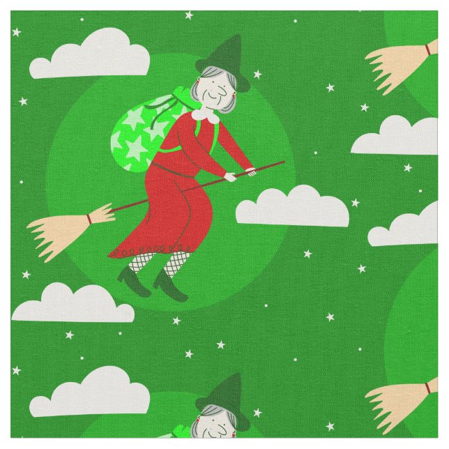 grönt christmas häxanas broomrider spookmas tyg (Närbild)
