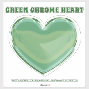 Grönt Chrome Heart Klistermärken