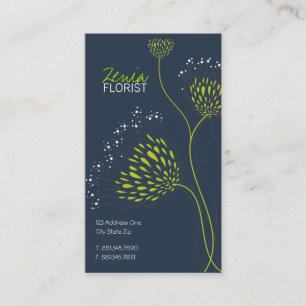 Grönt Chrysanthemum Flowers Elegant Chic Blommigt Visitkort