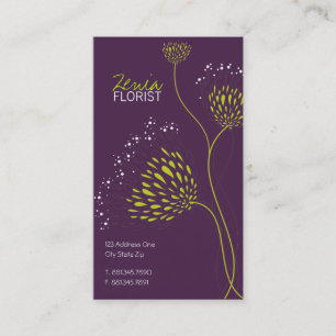 Grönt Chrysanthemum Flowers Elegant Chic Blommigt Visitkort