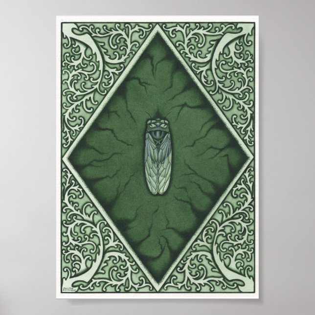 Grönt Cicada Poster (Framsidan)