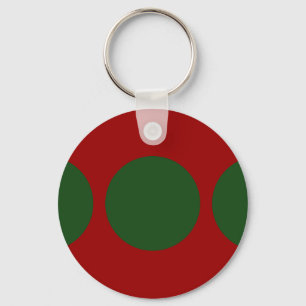Grönt Circles on Red Keychain Nyckelring