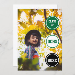 Grönt Circles Photo Studenten Inbjudningar