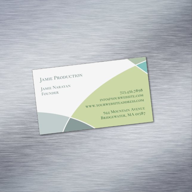 Grönt Circles Retro Magnetiska Visitkort (In Situ)