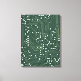 Grönt Circuit Board Background Mönster Art Canvastryck