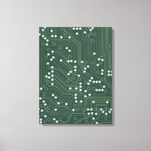 Grönt Circuit Board Background Mönster Art Canvastryck (Framsida)