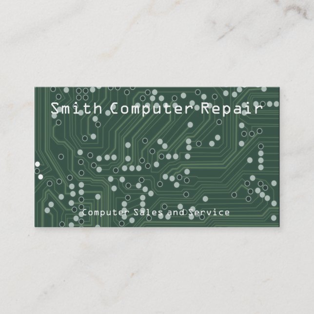 Grönt Circuit Board Background Mönster Art Visitkort (Framsida)