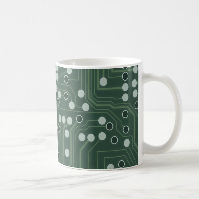 Grönt Circuit Board Bakgrund Mönster Art-kaffe Kaffemugg (Höger)