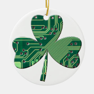 Grönt Circuit Board St Patrick Day Shamrock Julgransprydnad Keramik