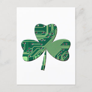 Grönt Circuit Board St Patrick Day Shamrock Vykort