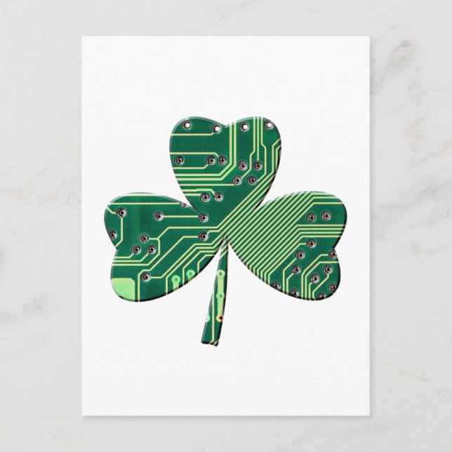 Grönt Circuit Board St Patrick Day Shamrock Vykort (Framsida)