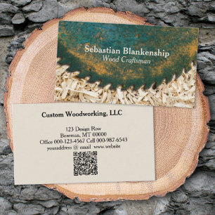 Grönt Circular Saw QR Code Woodworking Craf Visitkort