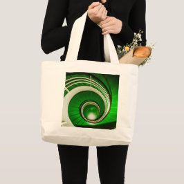 Grönt Circular Stairway Large Tote Bag Jumbo Tygkasse