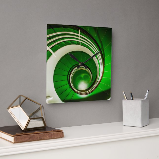 Grönt: Cirkulär trappa Fyrkantig Klocka (Kontor)