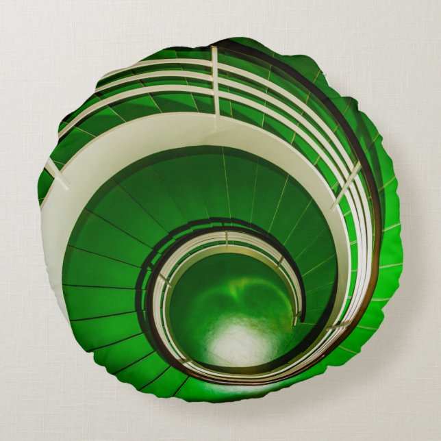 Grönt: Cirkulär trappa Rund Kudde (Baksidan)