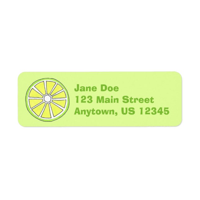 Grönt Citrus Fruit Lime Wedge Segce Slices etikett Returadress Etikett (Framsidan)