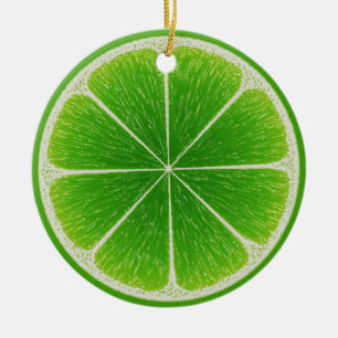 Grönt Citrus Lime Frukt Segment Julgransprydnad Keramik