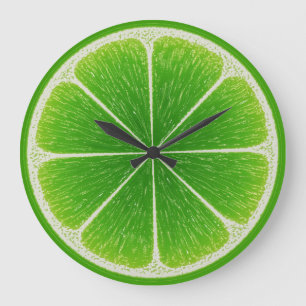 Grönt Citrus Lime Frukt Segment Stor Klocka