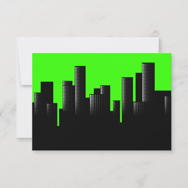 grönt cityscape inbjudningar (Framsida)