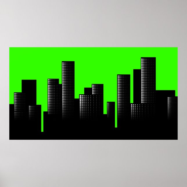 grönt cityscape poster (Framsidan)