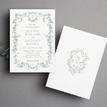 Grönt Classic Fransk Blommigt Bröllop Inbjudningar<br><div class="desc">Elegant Sage grönt blommigt bröllopsinbjudan med blommigtens vapensköld och monogram på baksidan. Om du vill ha en mer avancerad anpassning av den här designen klickar du på knappen DESIGN VERKTYG ovan!</div>