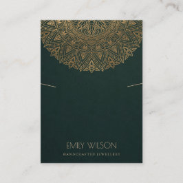 GRÖNT CLASSIC GULD ORNATE MANDALA NECKLACE VISNING VISITKORT