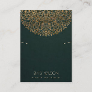 GRÖNT CLASSIC GULD ORNATE MANDALA NECKLACE VISNING VISITKORT