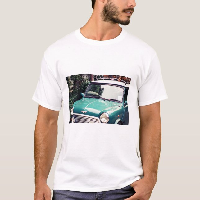 Grönt Classic Mini Cooper Car Tshirt T Shirt (Framsida)