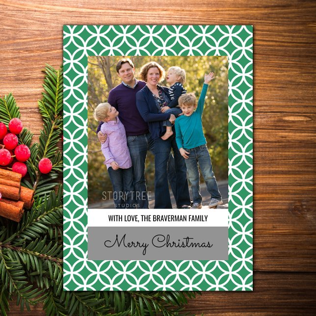 Grönt Classy Diamond Helgdag - foto - plattkort Julkort (Green Classy Diamond Holiday Photo Card)
