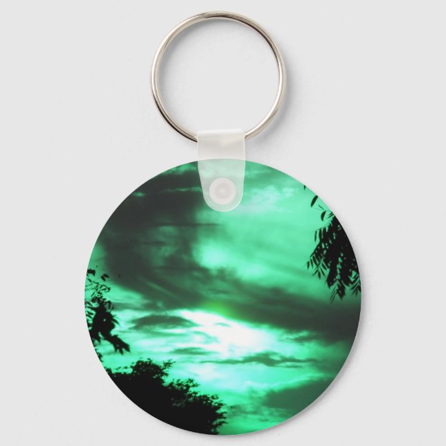 Grönt Clouded Sunrise Keychain Nyckelring (Framsida)