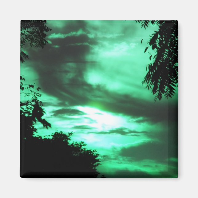 Grönt Clouded Sunrise Magnet (Framsidan)