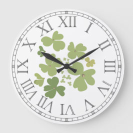 Grönt Cloverleaf Petals Stor Klocka