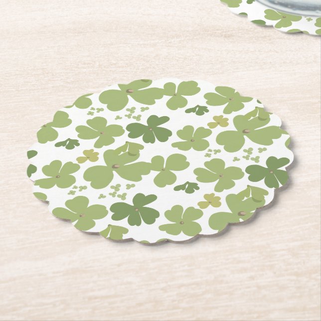 Grönt Cloverleaf St Patrick Day Garden Underlägg Papper (Vinklad)