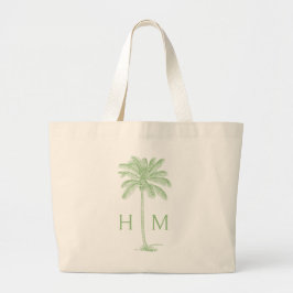 Grönt Coastal Palmetto Handflatan Monogram Jumbo Tygkasse