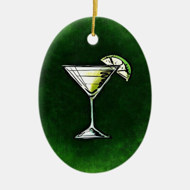 Grönt cocktail absinne julgransprydnad keramik (Framsidan)