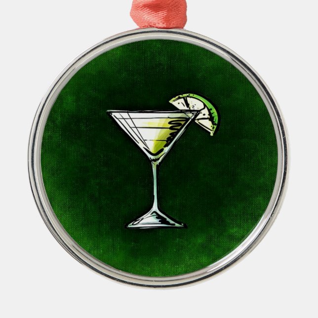 Grönt cocktail absinne julgransprydnad metall (Framsidan)