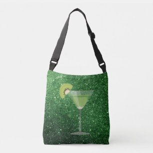 Grönt Cocktail w/Kiwi Faux Glitter Axelväska