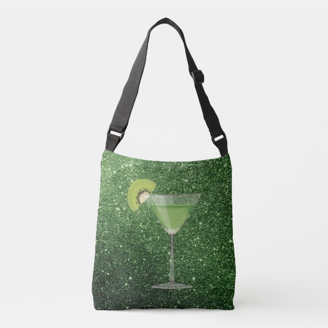 Grönt Cocktail w/Kiwi Faux Glitter Axelväska (Framsida)