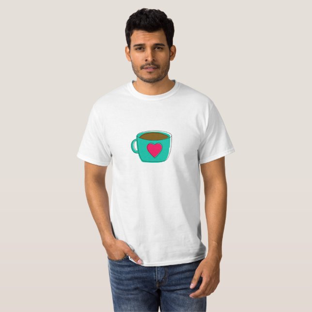 Grönt Coffee Mugg Kopp Red Heart-presentationer T Shirt (Hel framsida)