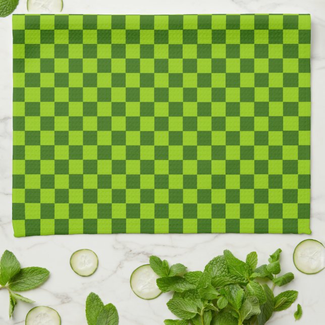 Grönt Combination Classic Checkerboard av STaylor Kökshandduk (Vikta)