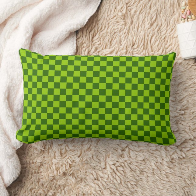 Grönt Combination Classic Checkerboard av STaylor Lumbarkudde (Filt)