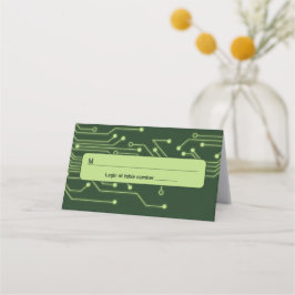 Grönt Computer Circuit Board Pub Mitzvah Placeringskort