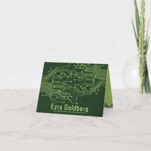 Grönt Computer Circuit Board Pub Mitzvah Tack Kort