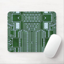 Grönt Computer Circuit Board White Linjer Mönster Musmatta