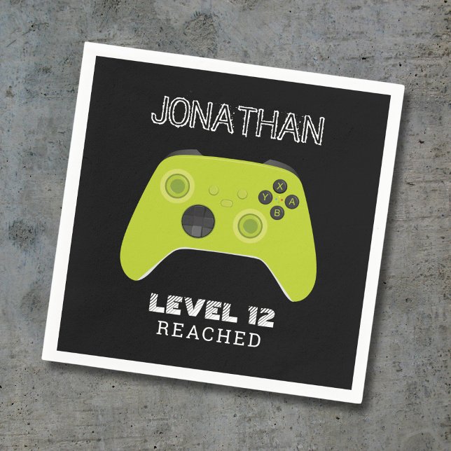 GRÖNT CONTROLLER GAMER LEVEL UP FAVOR BAG PAPPERSSERVETT (Skapare uppladdad)