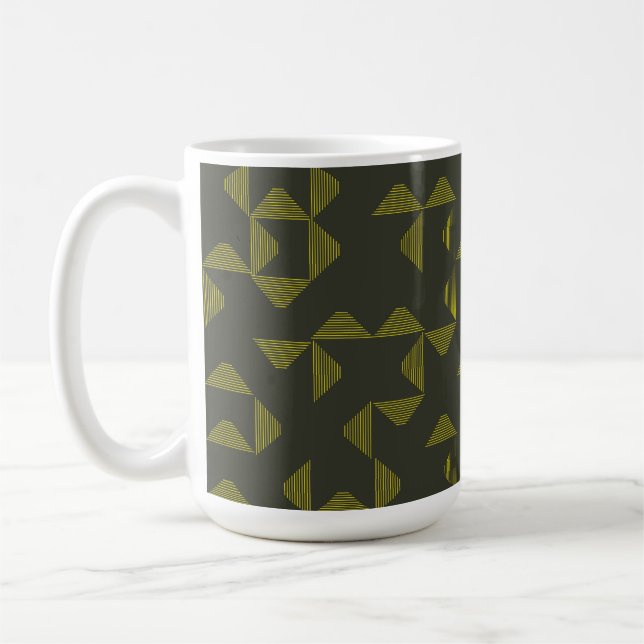 Grönt, coola, unik, trendig trianglar mönster kaffemugg (Vänster)