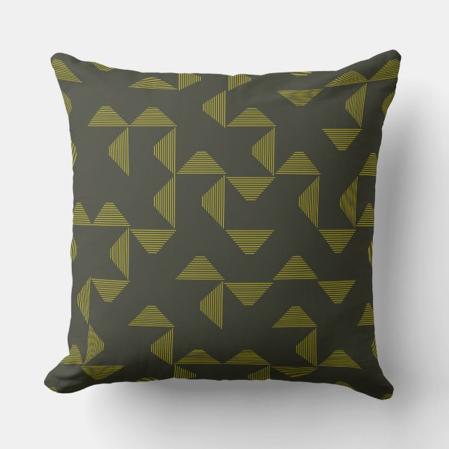 Grönt, coola, unik, trendig trianglar mönster kudde (Framsida)
