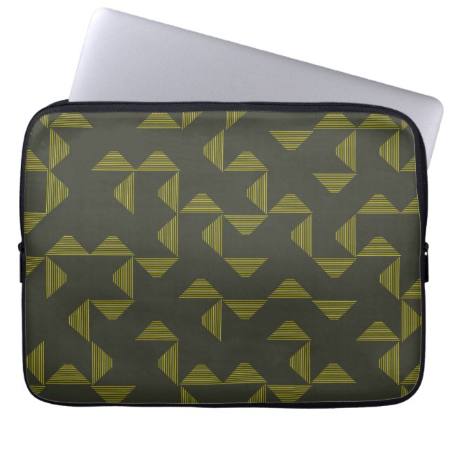 Grönt, coola, unik, trendig trianglar mönster laptop fodral (Framsidan)