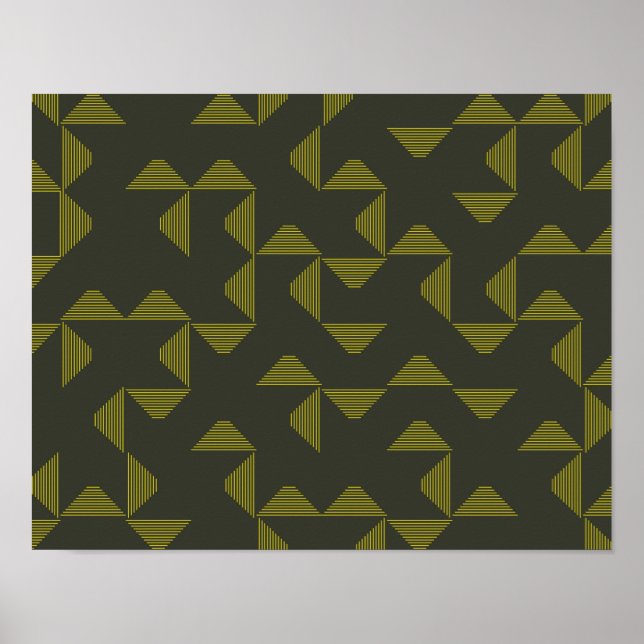 Grönt, coola, unik, trendig trianglar mönster poster (Framsidan)